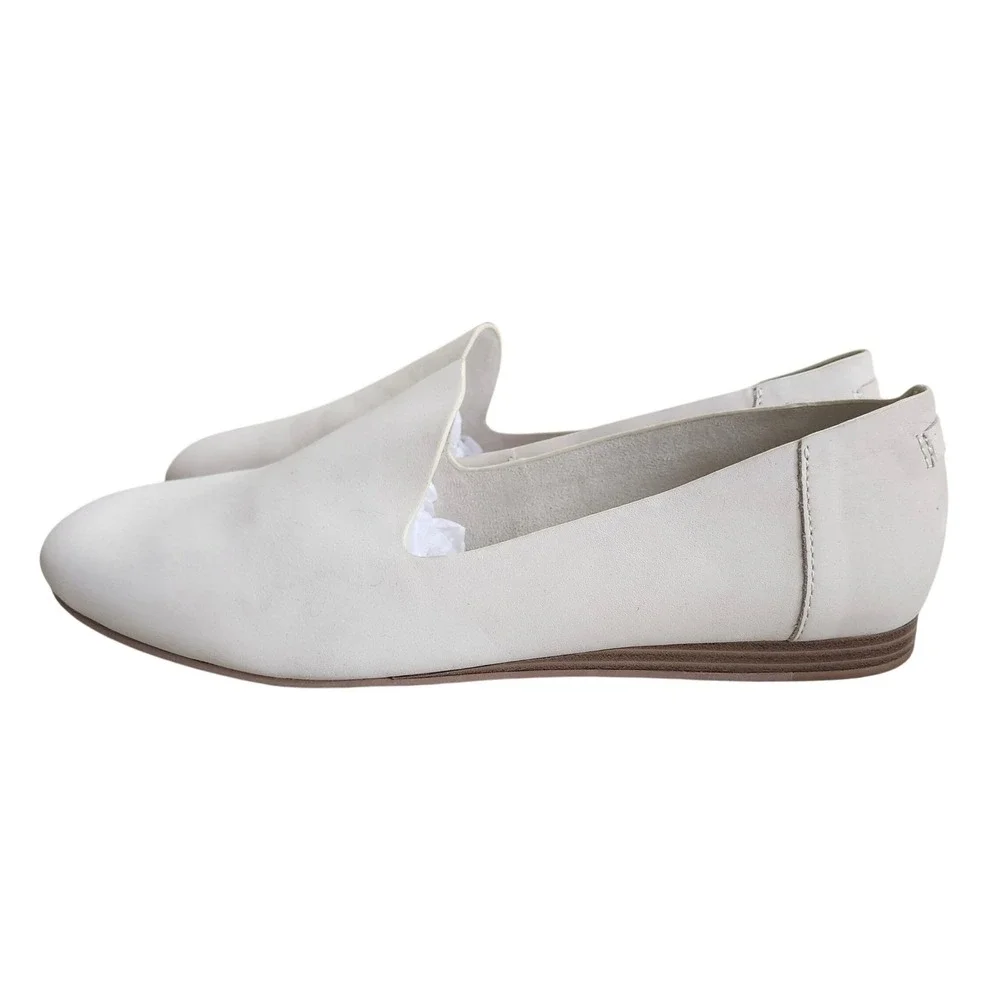 Toms Darcy Loafers Women's Size 11 Natural Leather Flat Shoes Slip On Minimalist